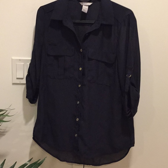 H&M utility button down shirt size 8 - Picture 2 of 6